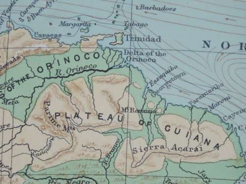 1892 Map of South America, Good condition, Original Chambers Map