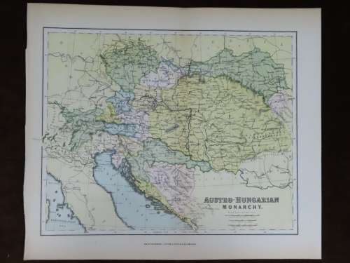 1892 Map of Austro Hungarian Monarchy, Excellent condition, Original Chambers Map