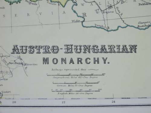 1892 Map of Austro Hungarian Monarchy, Excellent condition, Original Chambers Map