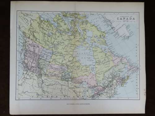 1892 Map of Canada, Excellent condition, Original Chambers Map