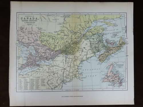 1892 Map of Canada, Excellent condition, Original Chambers Map