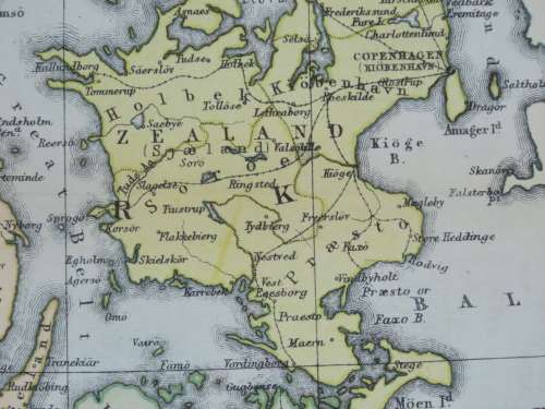 1892 Map of Denmark, Excellent condition, Original Chambers Map