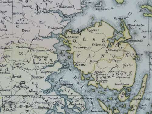 1892 Map of Denmark, Excellent condition, Original Chambers Map