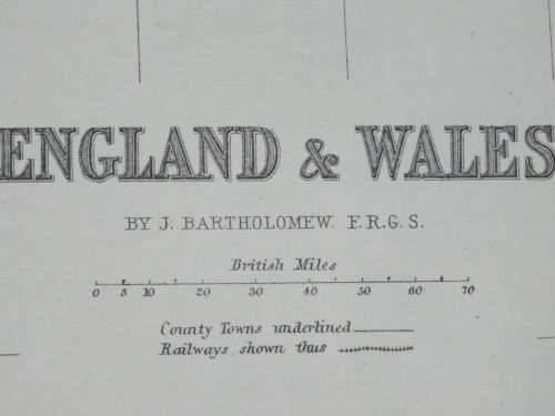 1892 Map of England and Wales, Excellent condition, Original Chambers Map