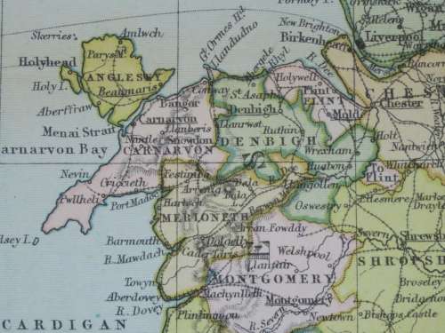 1892 Map of England and Wales, Excellent condition, Original Chambers Map