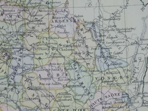 1892 Map of France, Excellent condition, Original Chambers Map
