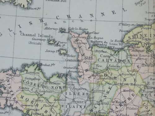 1892 Map of France, Excellent condition, Original Chambers Map