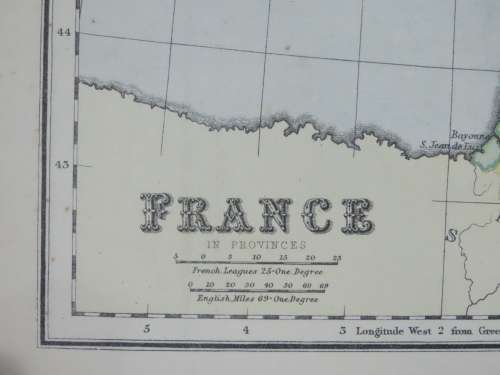 1892 Map of France, Excellent condition, Original Chambers Map