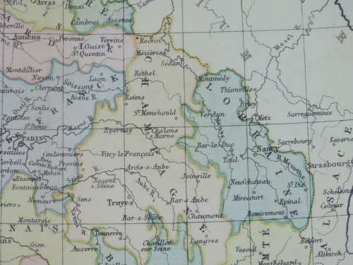 1892 Map of France, Excellent condition, Original Chambers Map
