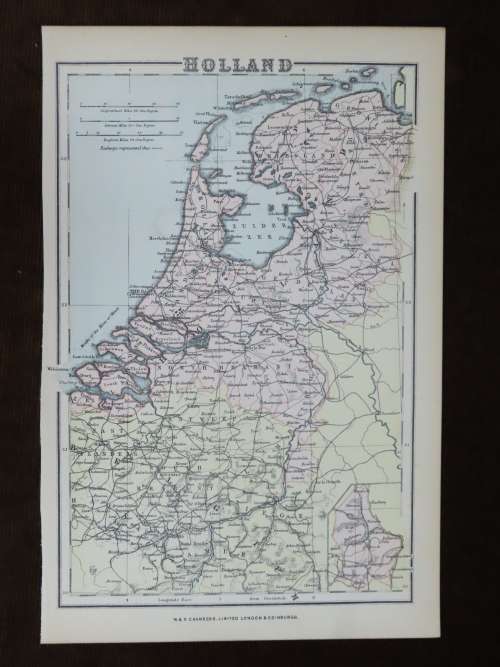 1892 Map of Holland, Excellent condition, Original Chambers Map