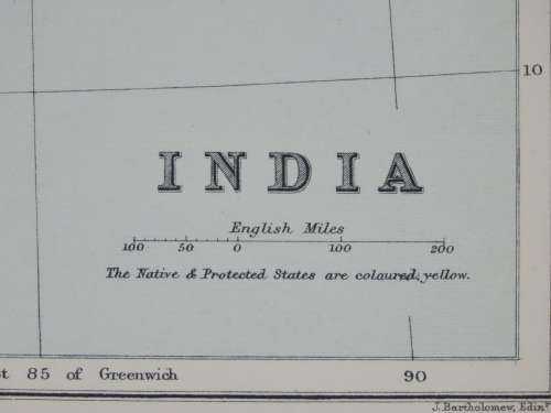 1892 Map of India, Excellent condition, Original Chambers Map