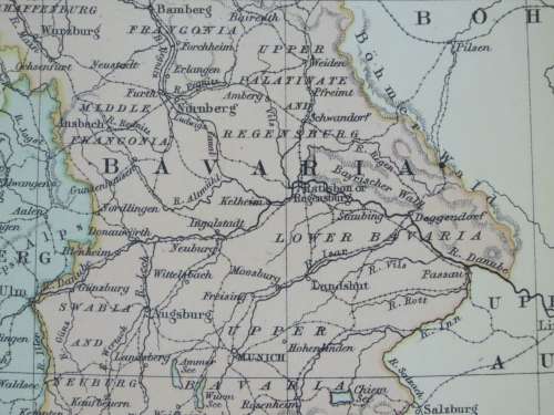 1892 Map of Germany, Excellent condition, Original Chambers Map