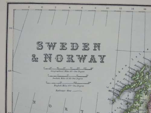 1892 Map of Sweden and Norway, Excellent condition, Original Chambers Map