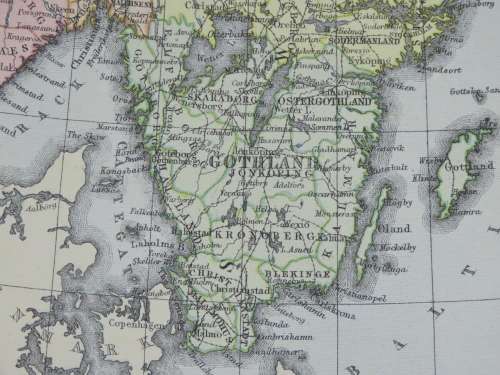 1892 Map of Sweden and Norway, Excellent condition, Original Chambers Map