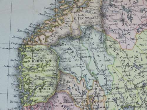 1892 Map of Sweden and Norway, Excellent condition, Original Chambers Map