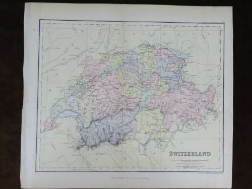 1892 Map of Switzerland, Excellent condition, Original Chambers Map