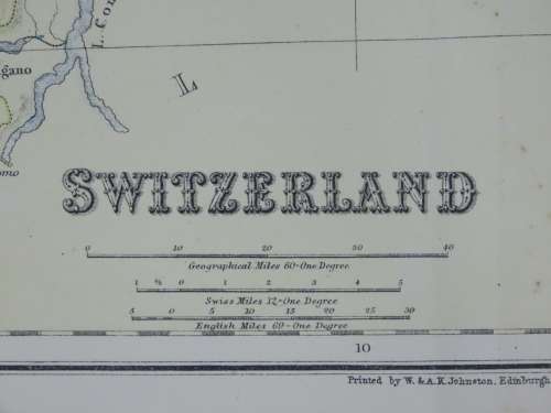 1892 Map of Switzerland, Excellent condition, Original Chambers Map