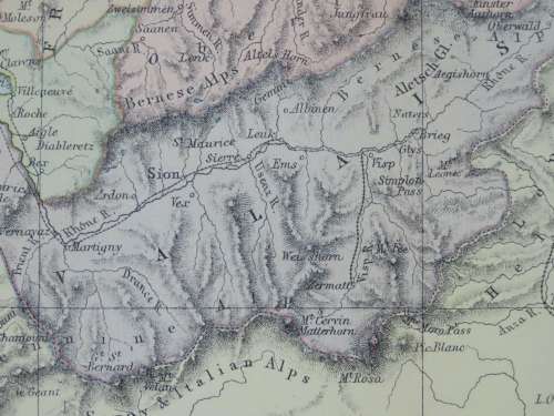 1892 Map of Switzerland, Excellent condition, Original Chambers Map