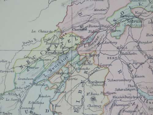1892 Map of Switzerland, Excellent condition, Original Chambers Map