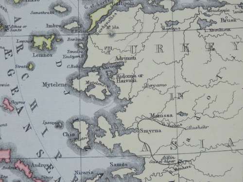 1892 Map of Turkey Greece and Romania, Excellent condition, Original Chambers Map Bulgaria