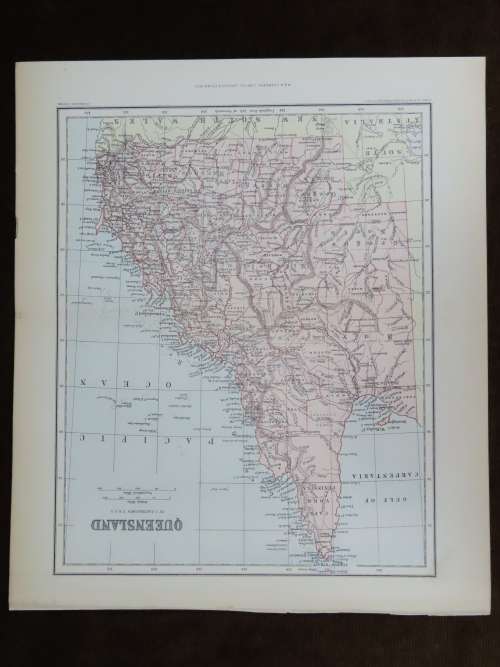 1892 Map of Queensland, Excellent condition, Original Chambers Map Australia
