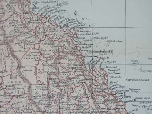 1892 Map of Queensland, Excellent condition, Original Chambers Map Australia