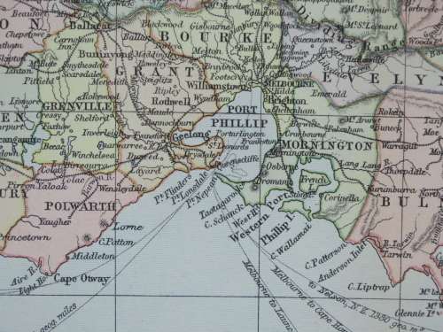 1892 Map of Victoria, Excellent condition, Original Chambers Map Australia