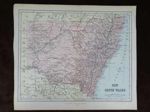 1892 Map of New South Wales, Excellent condition, Original Chambers Map Australia