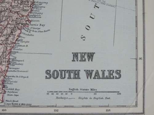 1892 Map of New South Wales, Excellent condition, Original Chambers Map Australia