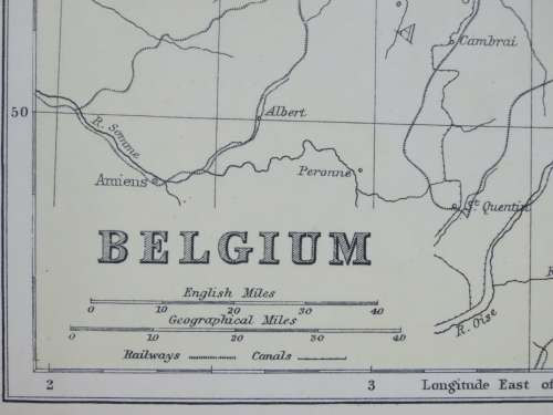 1892 Map of Belgium, Excellent condition, Original Chambers Map