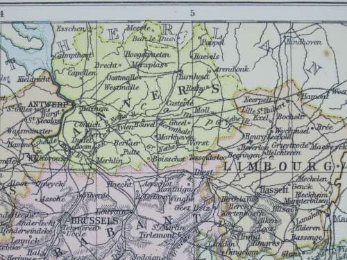 1892 Map of Belgium, Excellent condition, Original Chambers Map