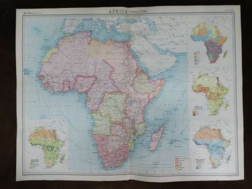 1922 Map of Africa - Political - Excellent Condition, Original Bartholomew Map
