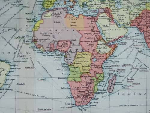 1922 Map of The World - Political - Excellent Condition, Original Bartholomew Map