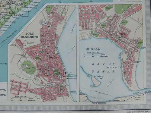 1922 Map of South Africa - Eastern Half - Excellent Condition, Original Bartholomew Map Transvaal