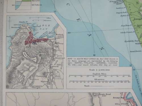 1922 Map of South Africa - Western Half - Excellent Condition, Original Bartholomew Map Cape Town
