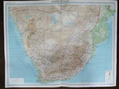 1922 Map of South Africa - Excellent Condition, Original Bartholomew Map