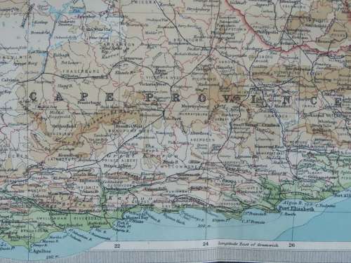 1922 Map of South Africa - Excellent Condition, Original Bartholomew Map