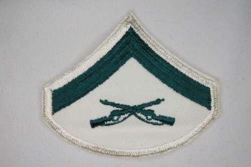 United States Marine Corps LANCE CORPORAL Rank Insignia Patch E3 White