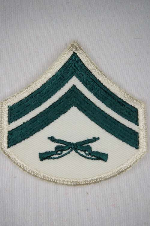 United States Marine Corps CORPORAL Rank Insignia Patch E4 White