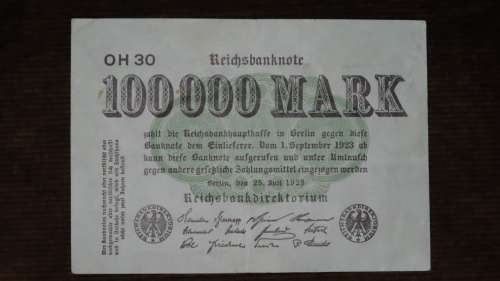Germany - 100 000 Mark, 1923 , p91a , Stars Watermark