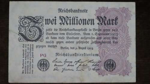Germany - 2 Million Mark, 1923 , p104a , Stars Watermark