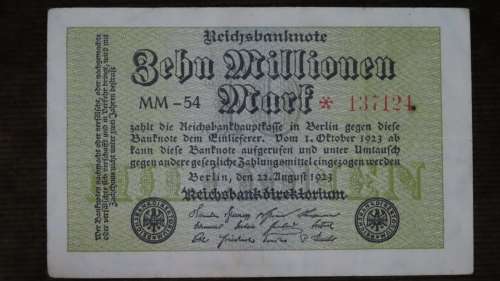 Germany - 10 Million Mark, 1923 , p106a , Stars Watermark