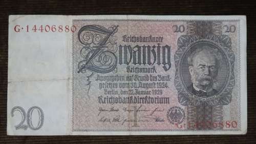 Germany - 20 Mark, 1929 , p181a , Siemens Watermark