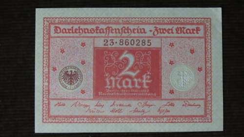 Germany - 2 Mark, 1920 , p59 , Brown Serial Numbers