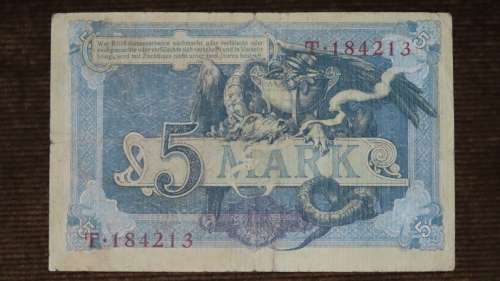 Germany - 5 Mark, 1904 , p8a, 6 Digit Serial Number