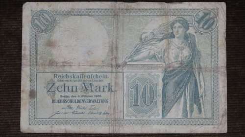 Germany - 10 Mark, 1906 , p9b, 7 Digit Serial Number