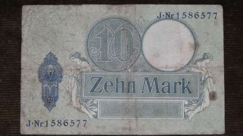 Germany - 10 Mark, 1906 , p9b, 7 Digit Serial Number