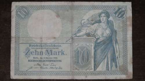 Germany - 10 Mark, 1906 , p9b, 7 Digit Serial Number