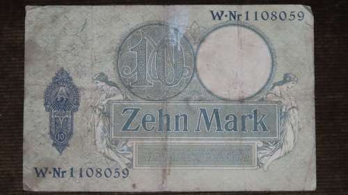 Germany - 10 Mark, 1906 , p9b, 7 Digit Serial Number