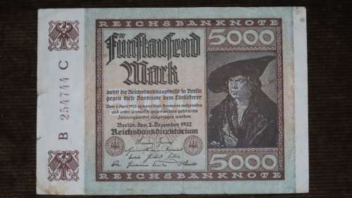 Germany - 5000 Mark, 1922 , p81a , Stars Watermark